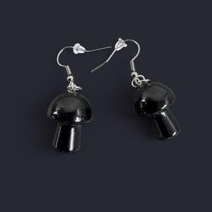 Black Onyx Mushroom Earrings